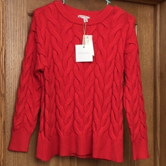 Philosophy cable knit sweater. Women’s size XS/TP. Red apple. NWT - Picture 2 of 11